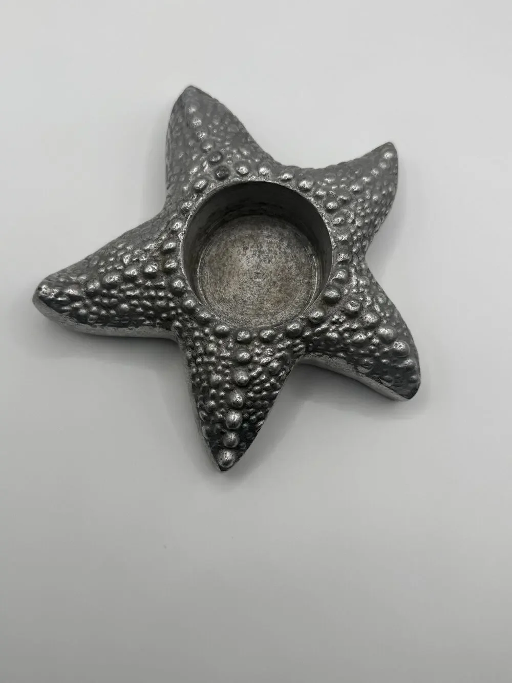 Set of 4 Silver Starfish Tealight Candle Holders Coastal Beach Nautical Decor